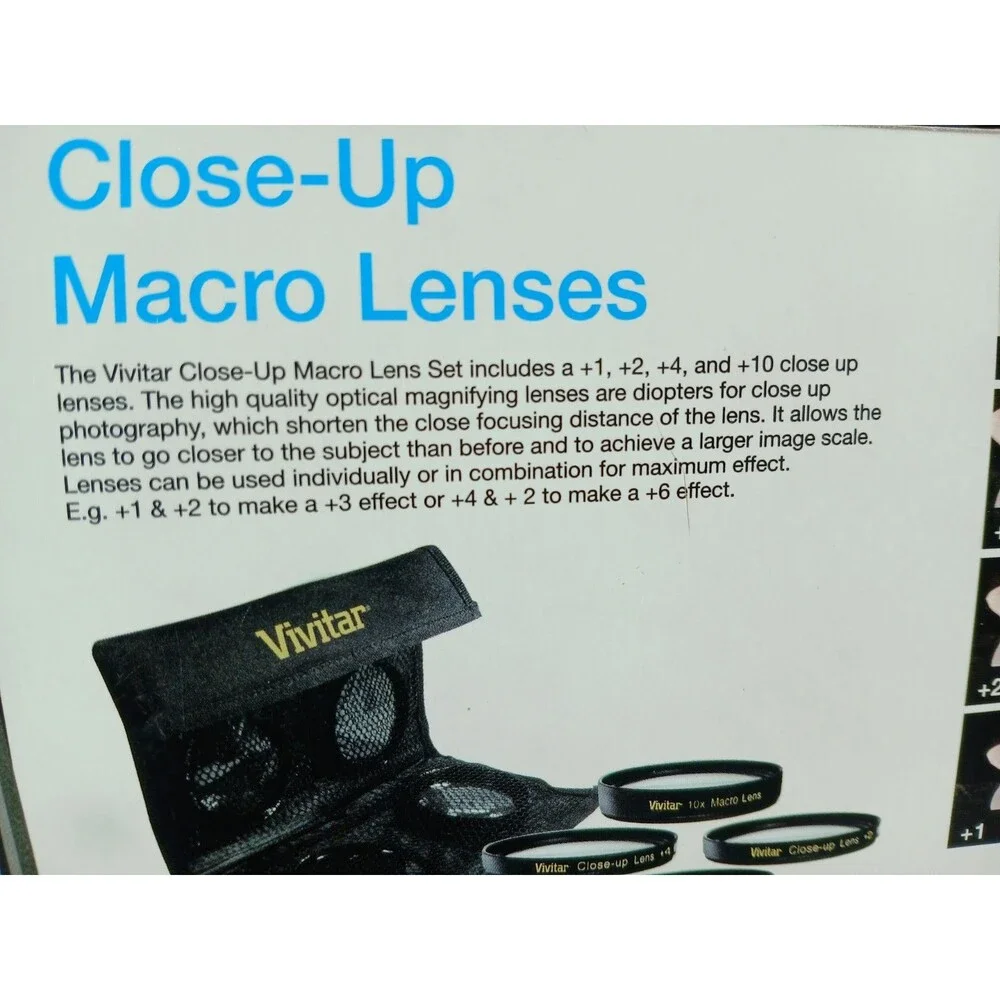 NEW! Vivitar Series 58mm Close-Up Macro Lenses 4-Piece Filter Kit +1, +2, +4, 10
